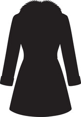 Elegant women's winter coat silhouette with luxurious fur collar design element. Vector