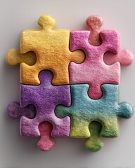Fototapeta premium Detailed macro photo of jigsaw puzzle texture high resolution picture