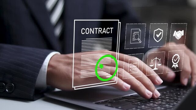Signing business contract concept. Digital signature on contract, Electronic signing, signing electronic documents on digital documents online.