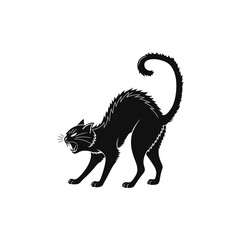 Angry Cat Silhouette Hissing Vector Illustration