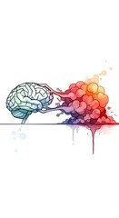 Abstract illustration of a human brain with colorful smoke or cloud emerging from it symbolizing creativity and ideas
