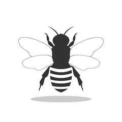 Honey bee silhouette icon with shadow