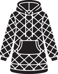 Hoodie with geometric diamond pattern. black and white vector illustration for apparel. Vector