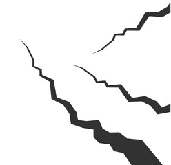 Fototapeta na wymiar Cracked ground. Realistic crack texture crack. Rift on surface. Split terrain after earthquake. Crack on the wall or on the ice. vector