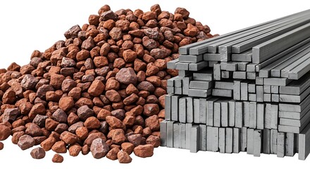 A striking compositional image contrasting two fundamental construction materials