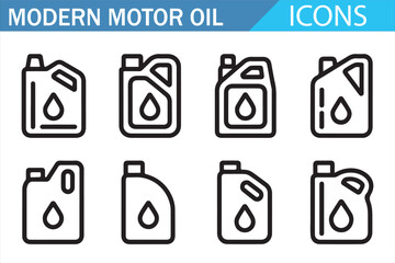 Outline icons of motor oil and automotive service equipment