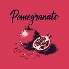 Pomegranate banner, vector art illustration.