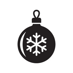 Christmas Ornament Ball Silhouette | Snowflake Decoration Vector Icon