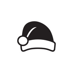 Santa Hat Silhouette Vector | Christmas Holiday Cap Icon