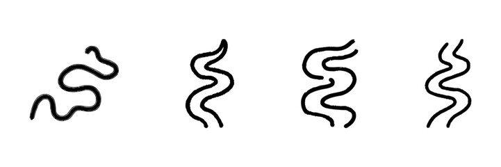 Fototapeta premium Abstract Wavy Line Icon Set In Doodle Style. Creative Design Elements For Artistic And Decorative Purposes Outline Sketch Collection. Hand Drawn Isolated Vector Illustration