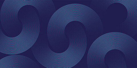 Abstract blue background with blue glowing diagonal geometric lines. Modern shiny blue rounded rectangle lines pattern. Minimalist graphic design. Futuristic technology concept. Eps10