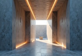 Obraz premium Chapel Concept Showcasing Minimal Elements Bold Concrete Form Soft Indirect Indoor Glow