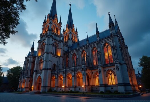 Gothic Cathedral Architectural Marvel Intricate Stone Details Majestic Arches Sculptural Elegance Majestic Facade