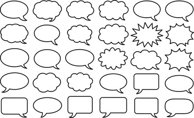 Fototapeta premium Variety of empty outline speech and thought bubbles for design elements
