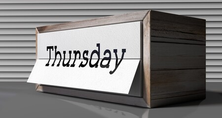 Obraz premium Thursday - table calendar - 3D illustration