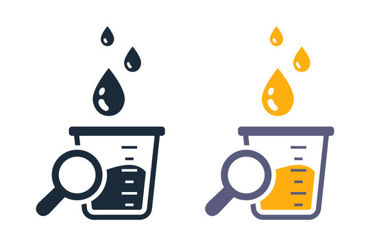 Black icon of urine analysis for bacteria. Flat illustration.