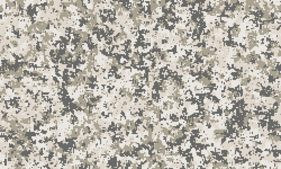 Abstract digital camouflage pattern. Neutral earth tones create a seamless texture ideal for backgrounds, textiles, and militarythemed designs.