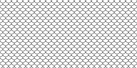 Seamless fish scale pattern.  Elegant, minimalist black and white design ideal for backgrounds, textures, or decorative elements in fashion, website design, or print projects. © Olena