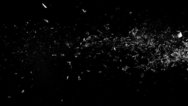 Super Slow Motion Shot of Breaking Real Glass at 1000 fps . Isolated on Black Background