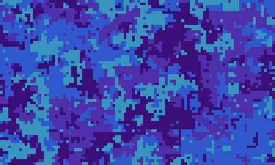 Abstract digital camouflage pattern in cool blues and purples.  Perfect for backgrounds, textiles, or tech designs.