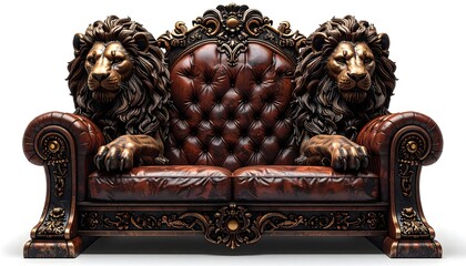 Artistic lion throne showcasing power and royal strength high resolution picture