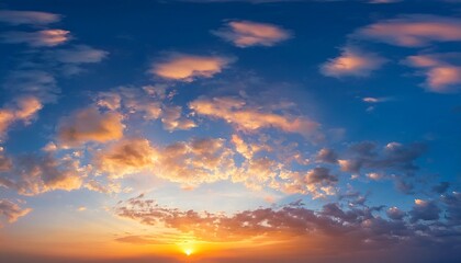 Fototapeta premium Beautiful Luxury Soft Gradient Orange Gold Clouds And Sunlight On The Blue Sky Perfect For The Background Take In Evening Twilight Large Size High Definition Landscape Photo Vertical