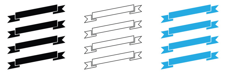 Dynamic ribbon banners in black, outline, and vibrant blue offer versatile design elements for impactful titles and headers