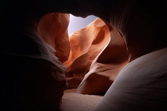Sunlit passage in antelope canyon: stunning natural rock formations and textures - Powered by Adobe