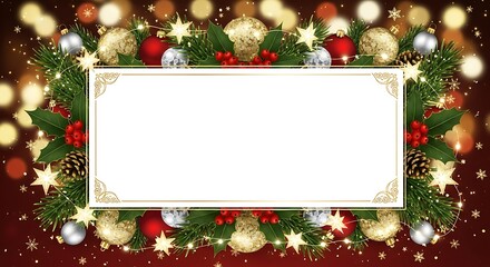A festive Christmas wreath surrounds a blank message area, inviting personalized greetings.