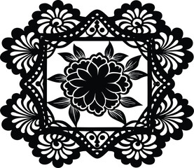 Floral Lace Square Frame Silhouette