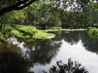 el r&iacute;o Ulla a su paso por la villa de Santiso, provincia de La Coru&ntilde;a, lugar tranquilo que transmite sosiego y calma para disfrutar de la flora y la fauna del lugar, Galicia, Espa&ntilde;a, Europa
