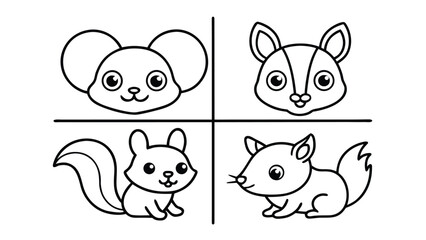 set of funny cartoon animals