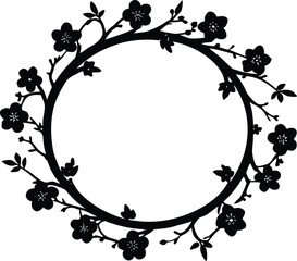 Plum Blossom Japanese Frame Silhouette