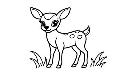 Cute Baby Deer Line Art – Forest Animal.