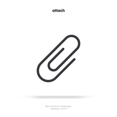 Obraz premium Attachment icon on white. Paper clip icon. Paperclip, attach, document clip, page clamp, office sign symbol. Thin line vector symbol isolated on white background