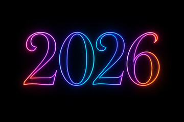 2026 Neon Glow Digital Year Celebration Future Design Background