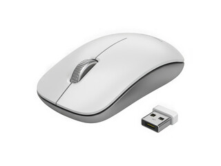 Sleek white wireless computer mouse with usb receiver for enhanced productivity