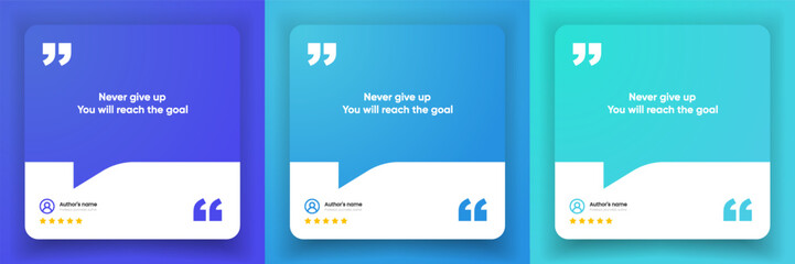 Fototapeta premium 3D bubble testimonial banner, quote, infographic. Social media post template designs for quotes. Empty speech bubbles, quote bubbles and text box. Vector Illustration EPS10.