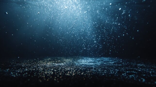 Underwater scene with bubbles and sunlight streaming through the water