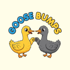 Cute Cartoon Ducks Fist Bump – “Goose Bumps” Funny Friendship Illustration