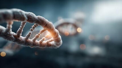 close-up of a large double helix DNA structure