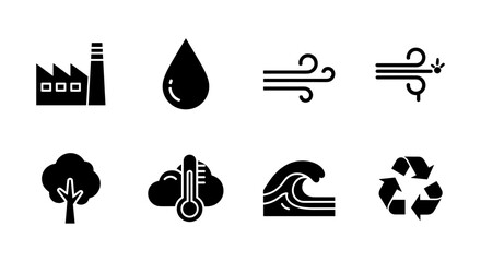 Eco icons: energy, nature, and recycling in minimalist style