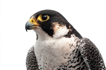 Fototapeta premium Falcon on a white background showcasing sharp features and details