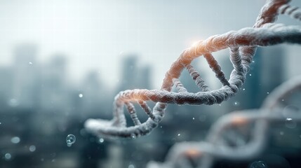 close-up of a large double helix DNA structure