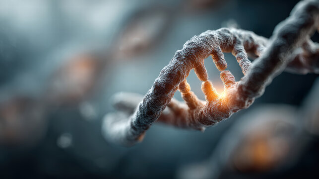 close-up of a large double helix DNA structure