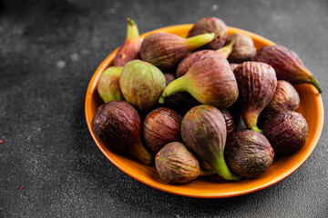 Figs fresh ripe fruit natural product tasty snack fresh delicious gourmet food background on the table rustic top view copy space diet vegan and vegan food