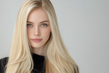 Naklejka premium Smiling woman with long blonde hair