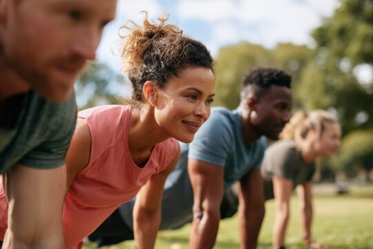 Group workout in the park