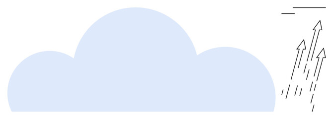 Light blue cloud with upward black arrows symbolizing progress, data transfer, or cloud services. Ideal for technology, growth, development, innovation, strategy, efficiency and analysis themes