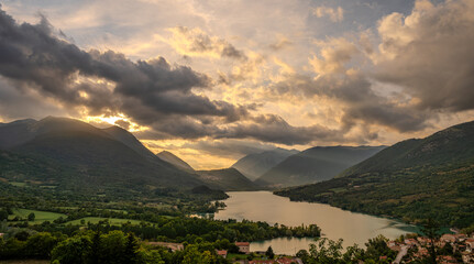 Lake Barrea is an artificial lake in the province of L'Aquila, in the Alto Sangro area; created in 1951 by damming the Sangro River near the Barrea Gorge, between the Marsicani Mountains.